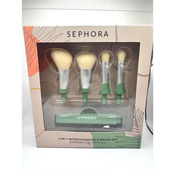 Sephora 4 in 1 Interchangeable Brush Set Makeup Tools Green - Picture 1 of 1